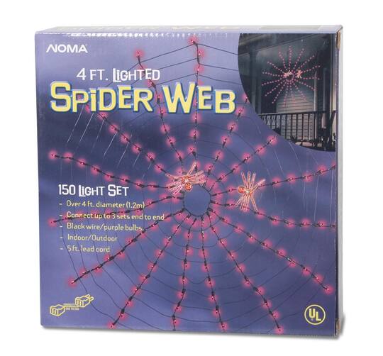 Lighted Spider Web 150 Purple Lights 4 Feet